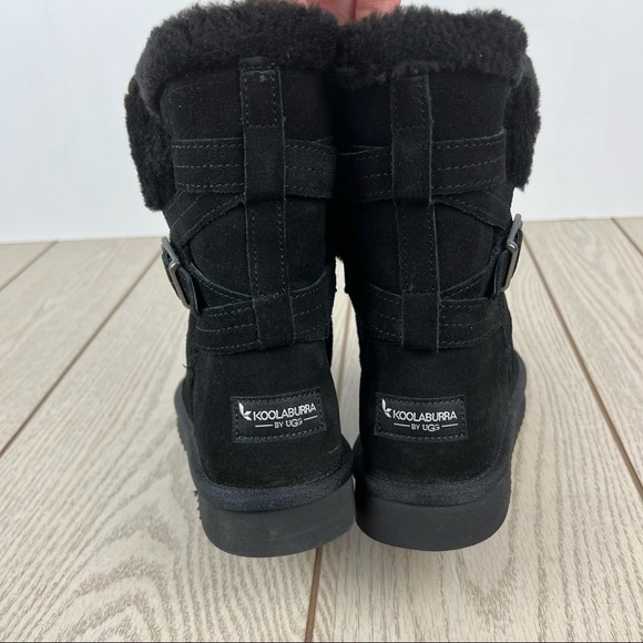 Koolaburra By UGG Women's Delene Wrap Buckle Strap Booties US6 Black Suede $100 - Picture 9 of 11
